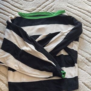 Anthropologie Maeve Black and White Sweater with Green Trim